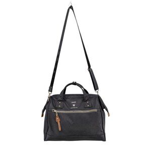 Anello Carrot Company Crossbody Bag Womens Black Canvas Travel Satchel 13"